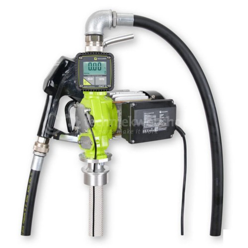 Tecpomp 600 voor dieselolie, stookolie en antivries. met analoge teller, vulslang, pistool met automatische afslag