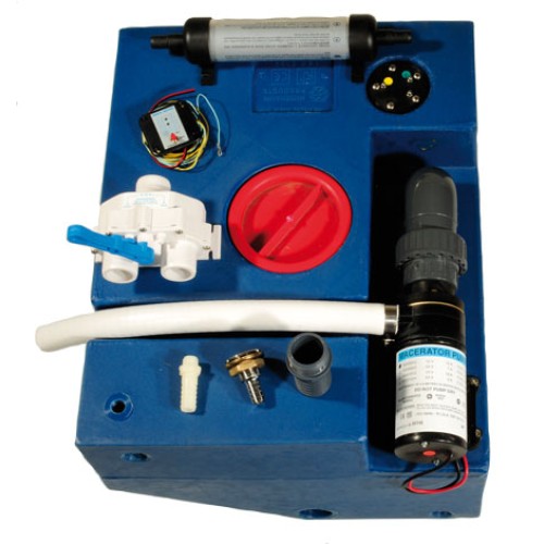Vuilwatertank set 98 liter 12v schuin met ingebouwde versnijdingspomp
