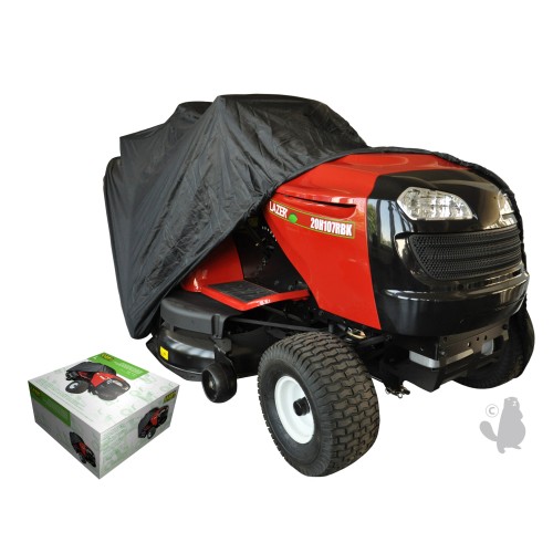 Beschermhoes voor zitmaaiers met zijuitworp, zwart polyester. Afmetingen: 177 x 110 x 110 