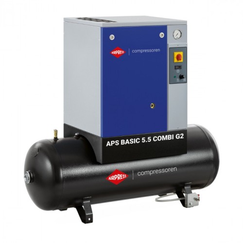 Airpress Schroefcompressor APS 5.5 Basic G2 Combi 10 bar 5.5 pk/4 kW 516 l/min 200 l