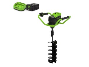 Greenworks GD60EA 60 volt accu grondboormachine incl. 4 ah accu en lader 200 mm boor,
