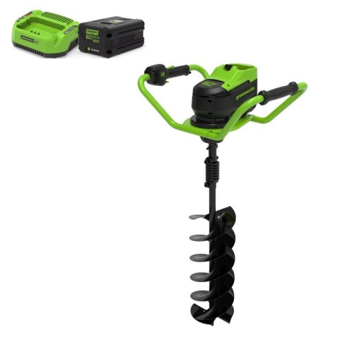 Greenworks GD60EA 60 volt accu grondboormachine incl. 4 ah accu en lader 200 mm boor,