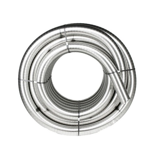 Metaloterm XD10 flexibele inw. 100 mm 10 mtr. dubbelw. rookgas afvoerslang Metaloterm XD10 flexibele inw. 100 mm 10 mtr. dubbelw. rookgas afvoerslang