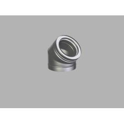 Metaloterm MFB 45 15 Bocht 150mm 45 graden geïsoleerd rvs  dubbelwandig MF systeem