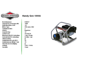 Briggs & stratton handy gen 1800a  aggregaat
